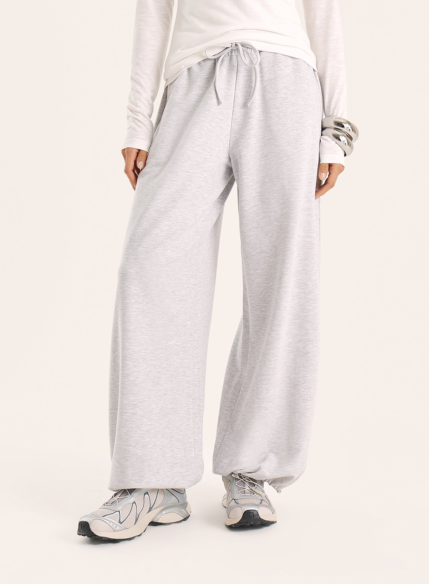 Light Grey Balloon Leg Cotton Jogger